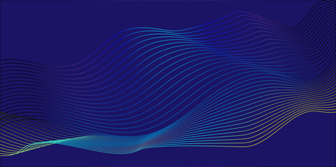 Vector abstract blue digital blend wave lines and technology background. Modern blue flowing wave lines and glowing moving lines. Futuristic technology and sound wave lines background.