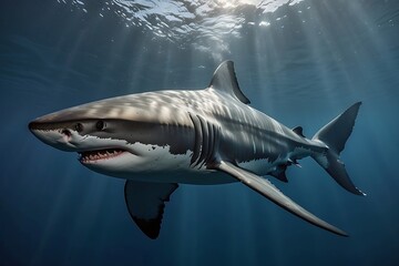Naklejka premium Shark in the sea Great White Shark