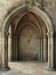 entrance opening arch - isolated - detail - architectural fantasy illustration - generative ai