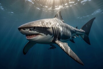 Naklejka premium Shark in the sea Great White Shark