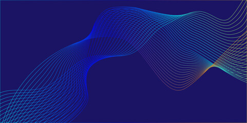 Vector abstract blue digital blend wave lines and technology background. Modern blue flowing wave lines and glowing moving lines. Futuristic technology and sound wave lines background.