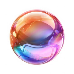 Multicolored ball liquid sphere, highly detailed on white background