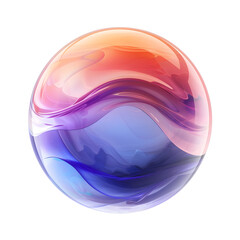 Multicolored ball liquid sphere, highly detailed on white background