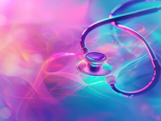 Abstract background of a stethoscope showcasing cyber color, enhanced for vibrant presentation, banner best for copy space