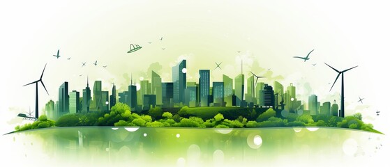 Banner depicting green energy and the importance of sustainable development