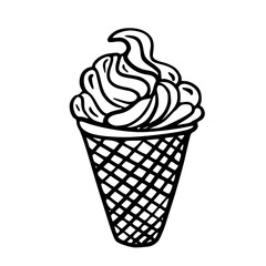 Ice cream. Doodle icon on white background.