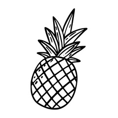 A pineapple. Doodle icon on white background.