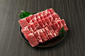 国産豚ロース　焼肉　皿盛り Domestic pork loin grilled meat © WWT Photo