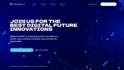 Digital technology abstract landing page