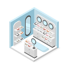 Sunglasses store in isometric view