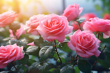 Beautiful colorful rose garden