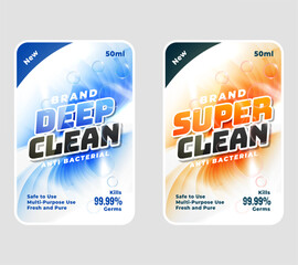 Deep clean and super clean laundry detergent labels