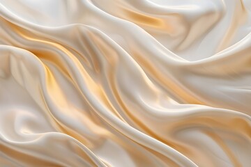 3d silk luxury texture background. Fluid iridescent holographic neon curved elegant wave in motion beige background. Silky cloth luxury fluid wave banner.