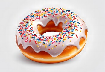 Donuts with sprinkles flying on transparent backgrounds. PNG. sweet doughnut fly on a white background