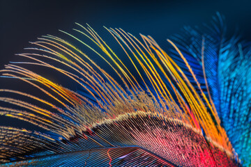 Vibrant macro shot of a bird's feather showcasing nature's artistry.