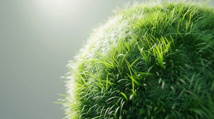 Close up of green ball of grass, planet ecology concept. Copy space. Generative AI