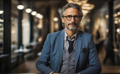 Fototapeta premium Close-up of an adult Italian man in a business suit. Company officer or director.