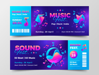 Music tickets in gradient style