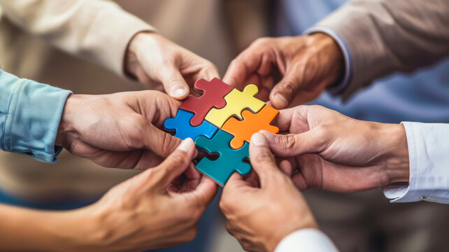 Business Teamwork.  Generated Image.  A digital rendering of an image of business colleagues working together toward a common goal.