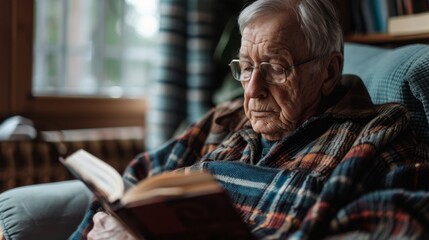 Elderly Man Enjoying a Good Book