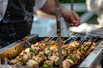 chicken kebabs at a food festival