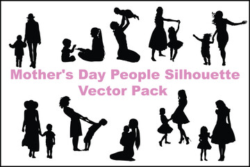 Mother's Day People Silhouette Vector Pack