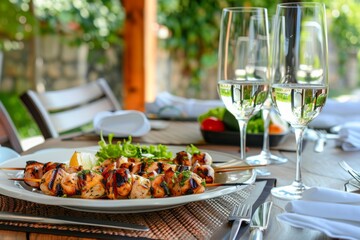 outdoor featuring grilled chicken kebabs