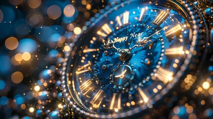 **"Happy New Year" bold spelled on Beautiful blue Background 4K HD ultra