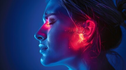 Woman suffering from ear pain