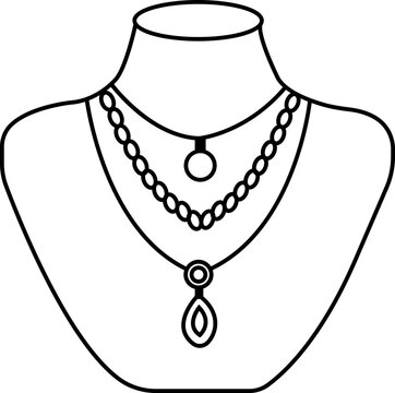 recommend clip art: Jewelry black outline icon. Women's accessories, necklace, bracelet with diamonds , pearl and gemstones in sketch style item . Hand drawn line vector isolated on transparent background.