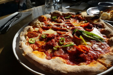 Close up Traditional Pepperoni and cheese Pizza