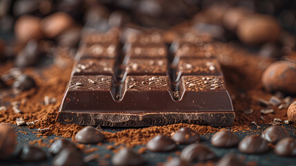 World Chocolate Day. Chocolates. Chocolate Bar,
Dark chocolate with cocoa
