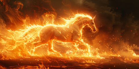 Generative ai illustration of a Fantasy flaming horse