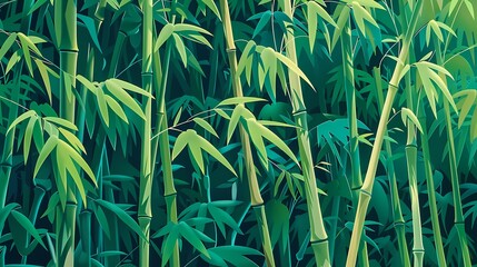 green bamboo forest plants pattern illustration poster background