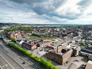 Naklejka premium High Angle View of Stock-on-Trent City of England, Great Britain. May 4th, 2024