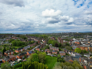 Fototapeta premium High Angle View of Stock-on-Trent City of England, Great Britain. May 4th, 2024