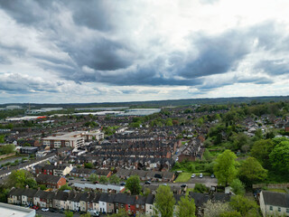 Fototapeta na wymiar High Angle View of Stock-on-Trent City of England, Great Britain. May 4th, 2024