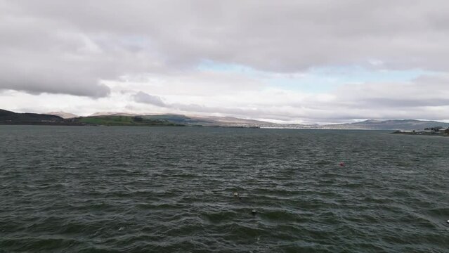 Greenock, Scotland on a windy day over the River Clyde.