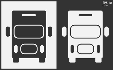Truck icon front view. Black on White Background. Vector icon.
