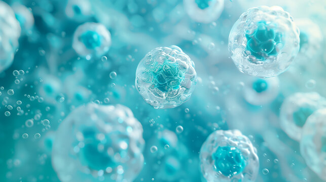 blue cells in liquid background