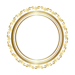 Gold Round Frame. Circular Frame floral ornament. vintage Geometric set with gold pattern. Vector illustration. White background.