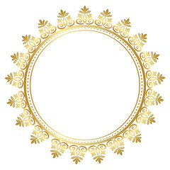 Gold Round Frame. Circular Frame floral ornament. vintage Geometric set with gold pattern. Vector illustration. White background.