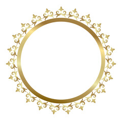 Gold Round Frame. Circular Frame floral ornament. vintage Geometric set with gold pattern. Vector illustration. White background.