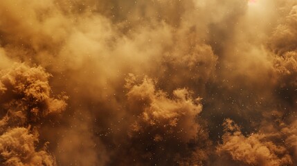 A realistic 3D illustration of dusty powder and dirt particles flying in the air. Effect of a sandstorm or windstorm in the desert.