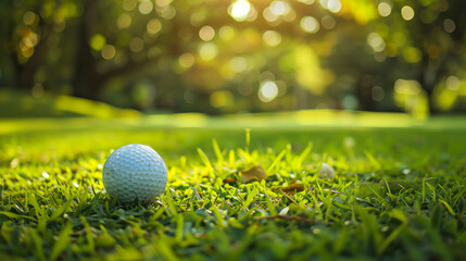golfball liegt im gras frühling