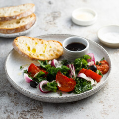 Kale salad with fresh vegetables