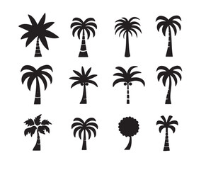 Diverse Silhouetted Palm Trees Set