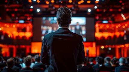 A business leader presenting at an event