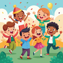 Fototapeta premium children's day celebrating flat vector 