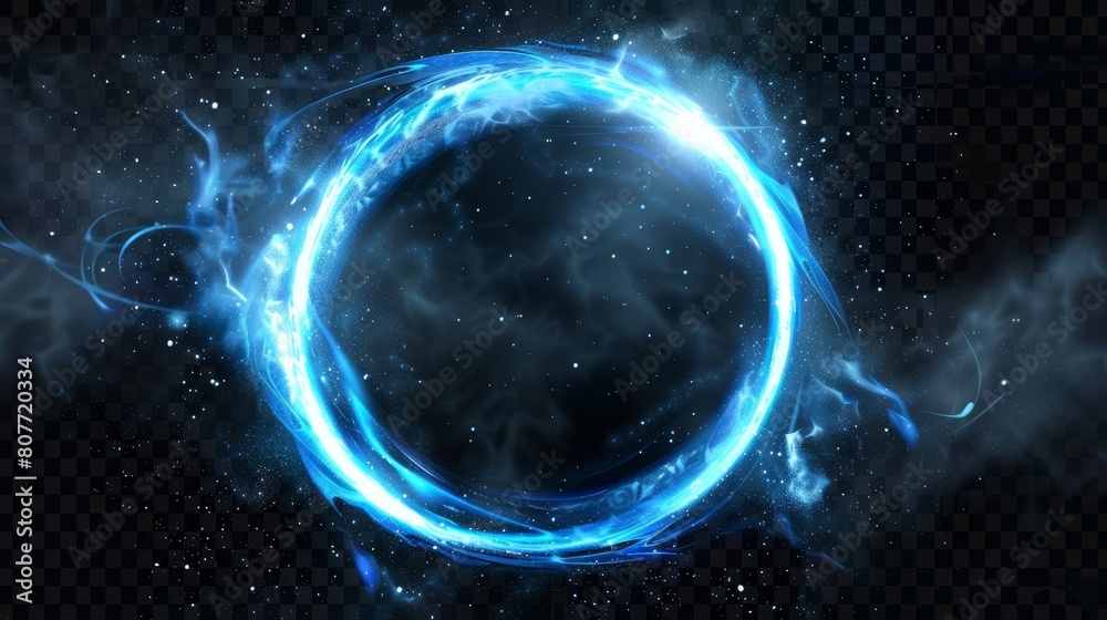 Wall mural an abstract black hole surrounded by stars shines bright in a cosmic galaxy. an infinity portal surr